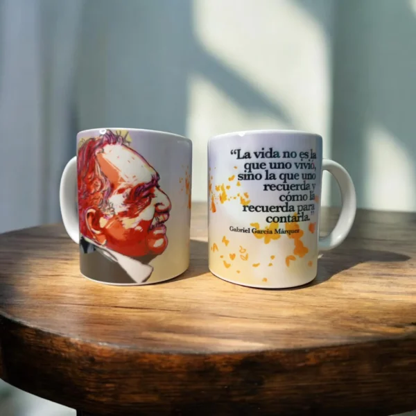 Detalle diseño del mug García Márquez